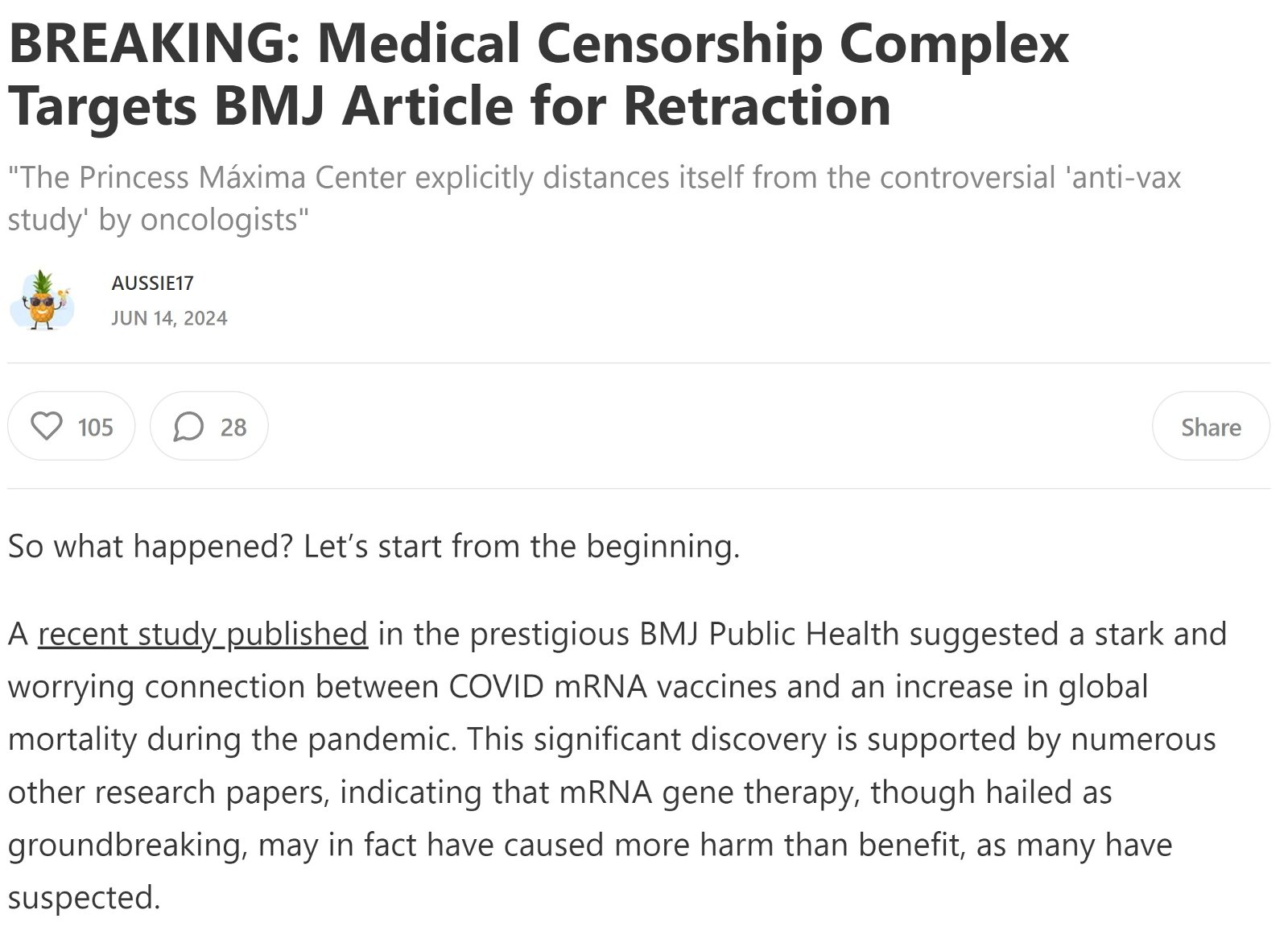 BMJ retraction mRNA Excess