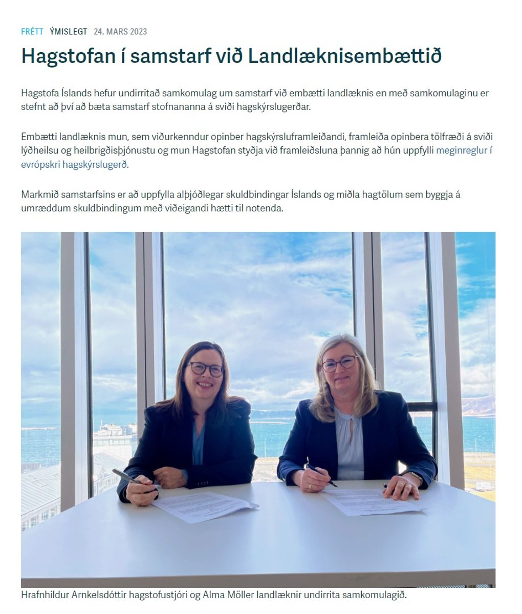 Frett Hagstofan i samstarf vid landlaekni 23032023