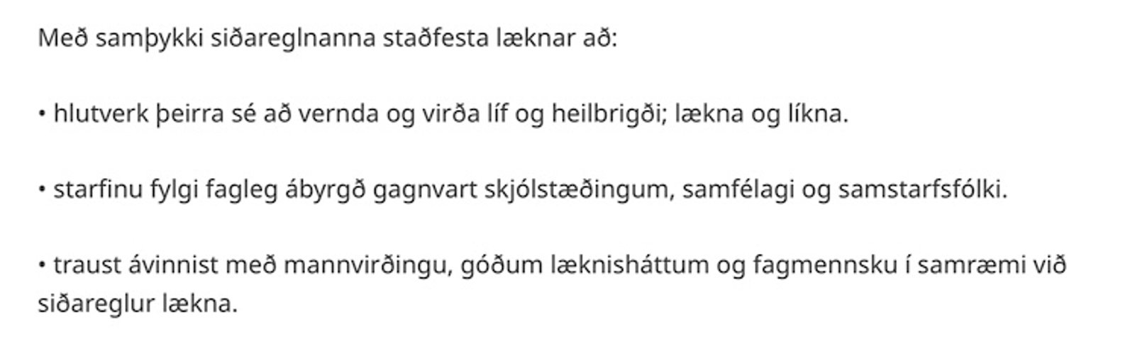 Sidareglur laekna